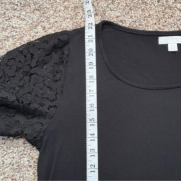 4/25$ 14th & Union Women’s Black Flutter Lace Sleeve Blouse Size Small - Picture 6 of 7
